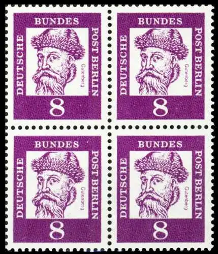 BERLIN DS BED. DEUT. Nr 201 postfrisch VIERERBLOCK S5F922A