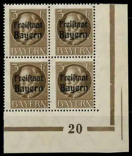 BAYERN Nr 152A Platten.-Nr. 20 postfrisch VIERERBLOCK E 80989A