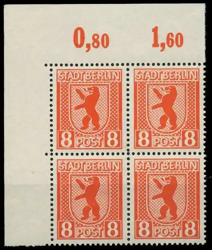 SBZ BERL. BRANDENB. Nr 3Avx postfrisch VIERERBLOCK ECKE 810242