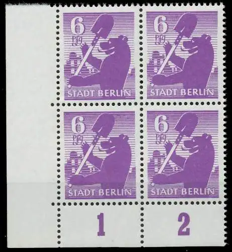SBZ BERL. BRANDENB. Nr 2Aaux postfrisch VIERERBLOCK ECK 81025E