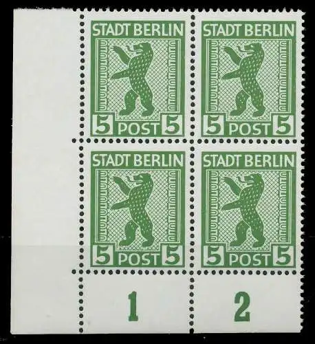 SBZ BERL. BRANDENB. Nr 1AAux postfrisch VIERERBLOCK ECK 810312