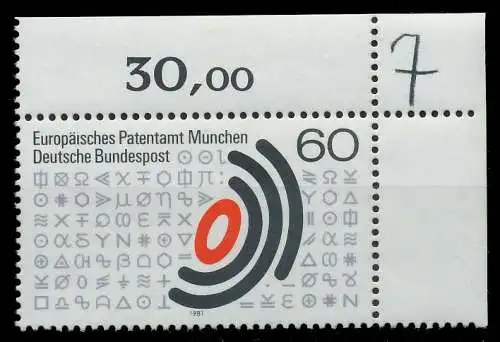 BRD BUND 1981 Nr 1088 postfrisch ECKE-ORE 8115E2