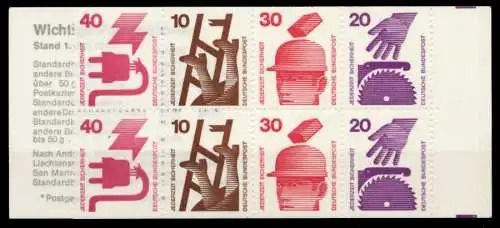 BRD MARKENHEFTCHEN Nr MH 20aIIoZ postfrisch S63871E