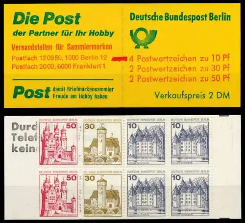 BERLIN MARKENHEFTCHEN Nr MH 10aIImZ postfrisch S6387FE