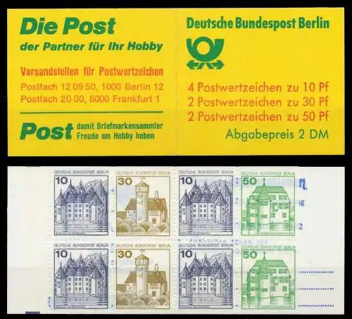BERLIN MARKENHEFTCHEN Nr MH 11dcoZ postfrisch S638856