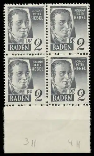 FZ BADEN 1. AUSGABE SPEZIALISIERT Nr 1yvII postfrisch V 81AEBA