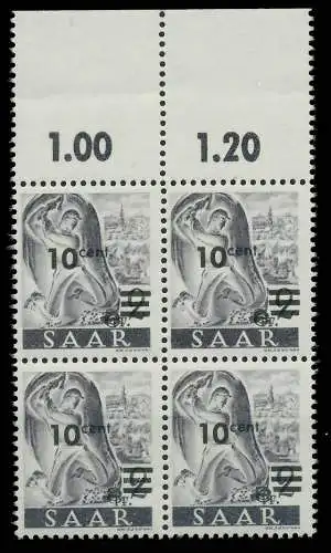 SAARLAND 1947 Nr 226ZII postfrisch VIERERBLOCK ORA 81AFDA