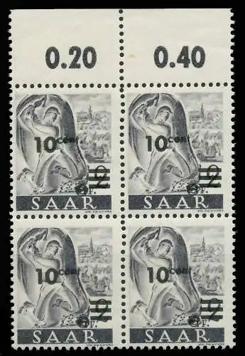 SAARLAND 1947 Nr 226ZII postfrisch VIERERBLOCK ORA 81AFEA