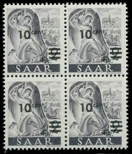 SAARLAND 1947 Nr 226ZII postfrisch VIERERBLOCK 81AFFE