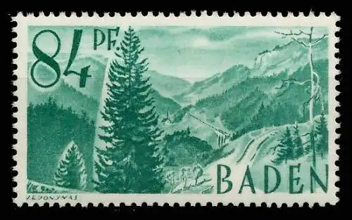 FZ BADEN 1. AUSGABE SPEZIALISIERT Nr 12yvI postfrisch 81B15A