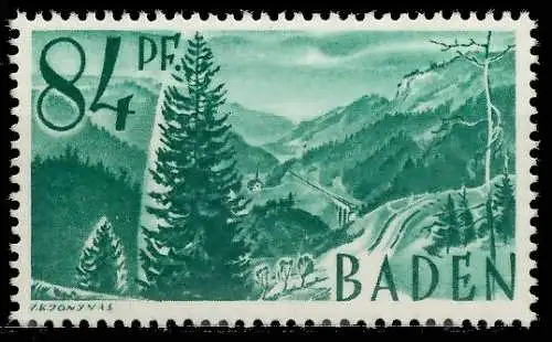 FZ BADEN 1. AUSGABE SPEZIALISIERT Nr 12yvII postfrisch 81B15E
