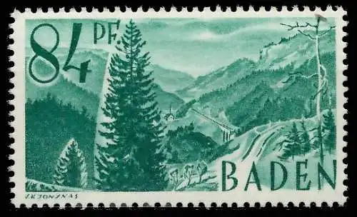 FZ BADEN 1. AUSGABE SPEZIALISIERT Nr 12yvII postfrisch 81B166