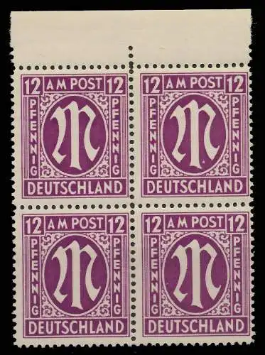 BIZONE AM-POST Nr 15aAz postfrisch VIERERBLOCK ORA 81B21E