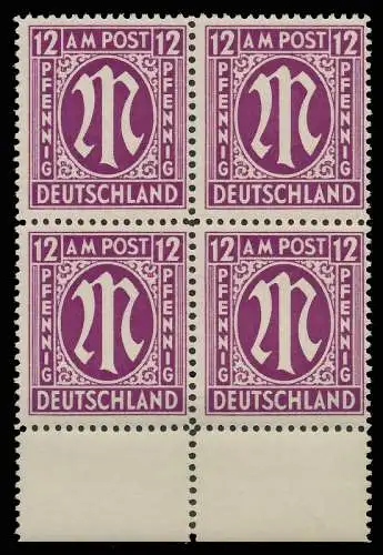 BIZONE AM-POST Nr 15aAz postfrisch VIERERBLOCK URA 81B222