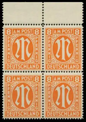 BIZONE AM-POST Nr 14-Fy postfrisch VIERERBLOCK ORA 81B31E
