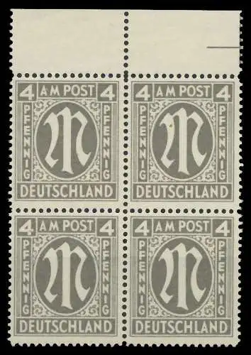 BIZONE AM-POST Nr 11-Cy postfrisch VIERERBLOCK ORA 81E442