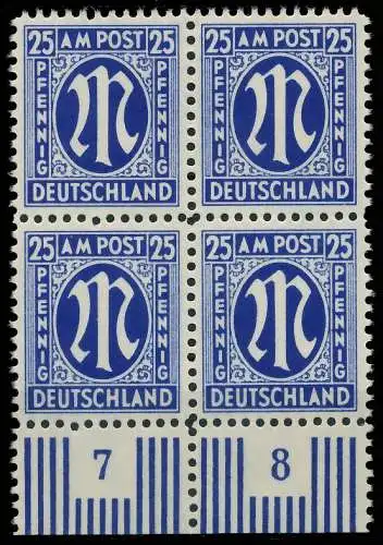 BIZONE AM-POST Nr 28Cz postfrisch VIERERBLOCK URA 81E53E