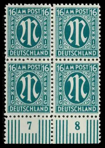 BIZONE AM-POST Nr 25Az postfrisch VIERERBLOCK URA 81E656