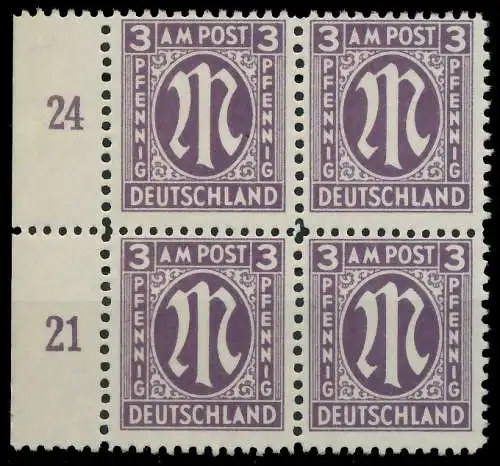 BIZONE AM-POST Nr 17aCz postfrisch VIERERBLOCK SRA 81E70E