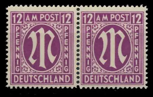 BIZONE AM-POST Nr 15bBy postfrisch WAAGR PAAR 81E96E