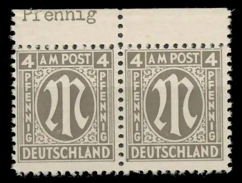 BIZONE AM-POST Nr 2z postfrisch WAAGR PAAR ORA 81EA46