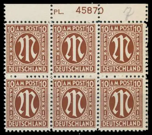 BIZONE AM-POST Nr 6z PL 45870 postfrisch 6er-BLOCK ORA 81EA9E