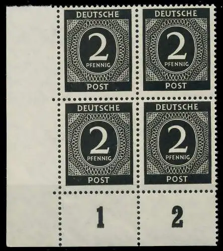 KONTROLLRAT ZIFFERN Nr 912a postfrisch VIERERBLOCK ECKE 82077E