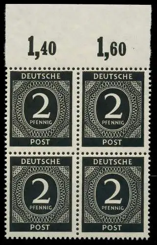 KONTROLLRAT ZIFFERN Nr 912a P OR ndgz postfrisch VIERER 820792