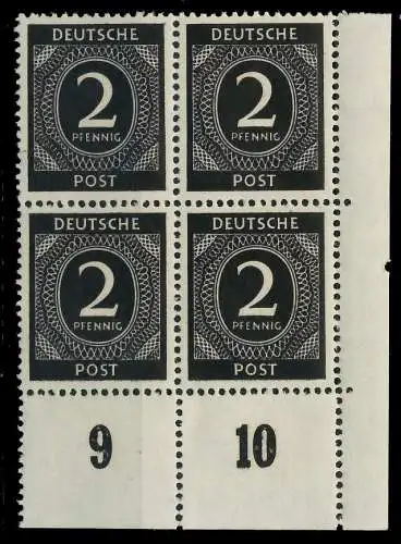 KONTROLLRAT ZIFFERN Nr 912a postfrisch VIERERBLOCK ECKE 8207A6