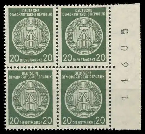 DDR DIENST HAMMER ZIRKEL Nr 37yBY postfrisch VIERERBLOC 820A1A
