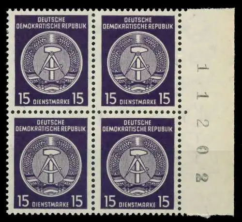 DDR DIENST HAMMER ZIRKEL Nr 36yBY postfrisch VIERERBLOC 820A5A