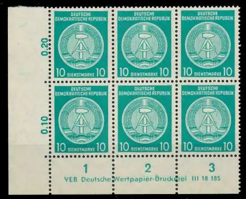 DDR DIENST HAMMER ZIRKEL Nr 35yBY DV2 postfrisch 6er-BL 820AAA