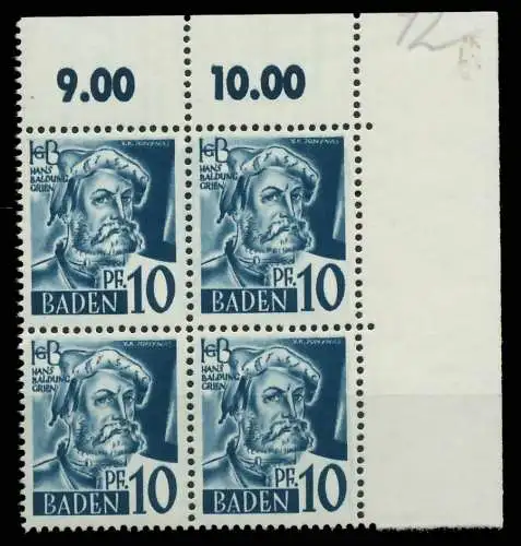 FZ BADEN 1. AUSGABE SPEZIALISIERT Nr 3yvI postfrisch VI 8241F2