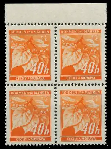 BÖHMEN MÄHREN 1939-1940 Nr 38 postfrisch VIERERBLOCK OR 8281FA