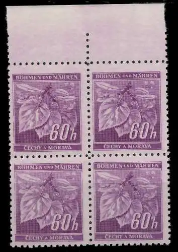 BÖHMEN MÄHREN 1941 Nr 65a postfrisch VIERERBLOCK ORA 82877E
