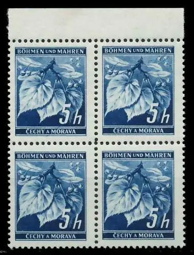BÖHMEN MÄHREN 1939-1940 Nr 20 postfrisch VIERERBLOCK OR 8287AA