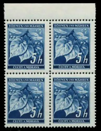 BÖHMEN MÄHREN 1939-1940 Nr 20 postfrisch VIERERBLOCK OR 8287D6