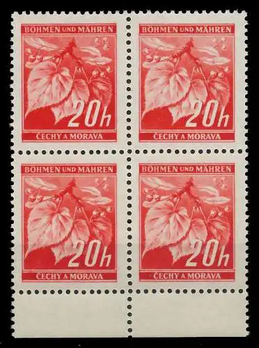 BÖHMEN MÄHREN 1939-1940 Nr 22 postfrisch VIERERBLOCK UR 8287F2