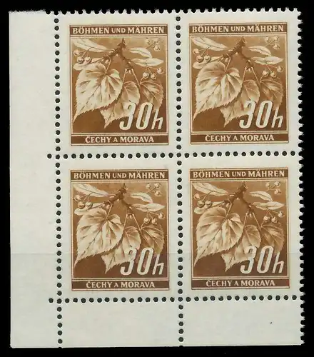 BÖHMEN MÄHREN 1941 Nr 64 postfrisch VIERERBLOCK ECKE-UL 8288EA