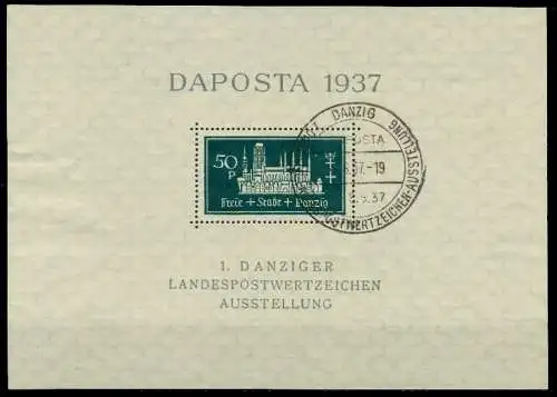 DANZIG 1937 Block1b-SO zentrisch gestempelt 82ADDA