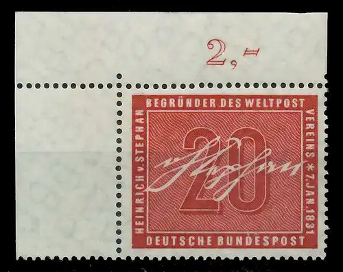 BRD 1956 Nr 227 ungebraucht ECKE-OLI 82F0BA