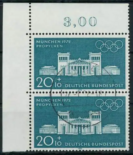 BRD 1970 Nr 625 zentrisch gestempelt SENKR PAAR ECKE-OLI 832C2E