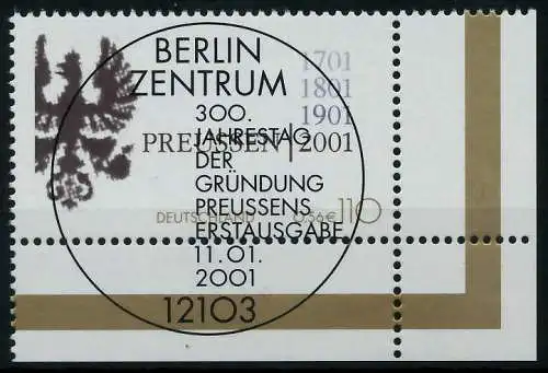 BRD 2001 Nr 2162 ESST zentrisch gestempelt ECKE-URE 84AD66