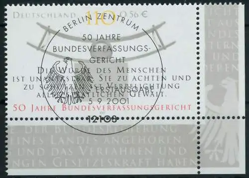 BRD BUND 2001 Nr 2214 ESST zentrisch gestempelt ECKE-URE 84CFAE