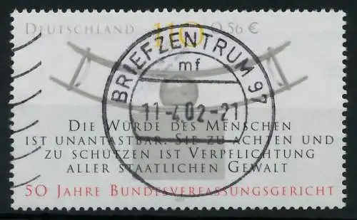 BRD 2001 Nr 2214 zentrisch gestempelt 84CFDE