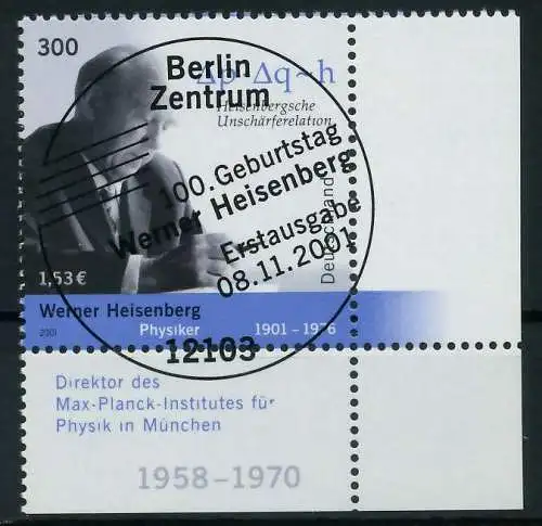 BRD 2001 Nr 2228 ESST zentrisch gestempelt ECKE-URE 84D0B6