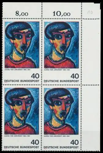 BRD 1974 Nr 799 postfrisch VIERERBLOCK ECKE-ORE 85027A