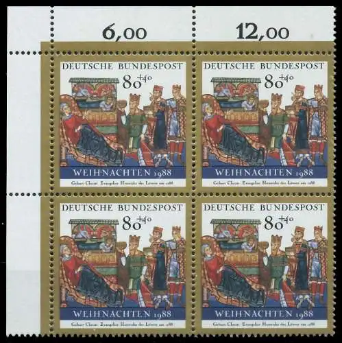 BRD 1988 Nr 1396 postfrisch VIERERBLOCK ECKE-OLI 85A7FA