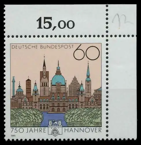 BRD 1991 Nr 1491 postfrisch ECKE-ORE 85C30E