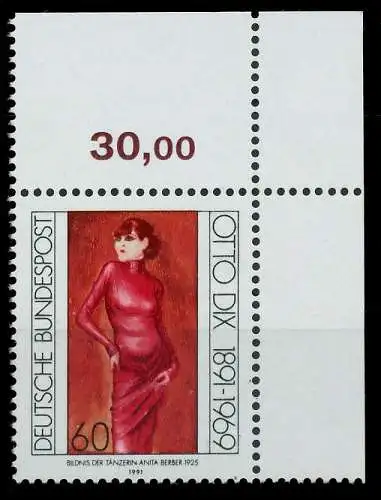 BRD 1991 Nr 1572 postfrisch ECKE-ORE 85EC72